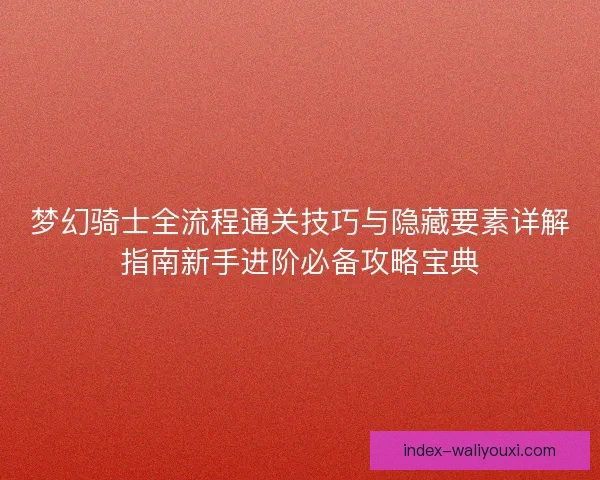 梦幻骑士全流程通关技巧与隐藏要素详解指南新手进阶必备攻略宝典