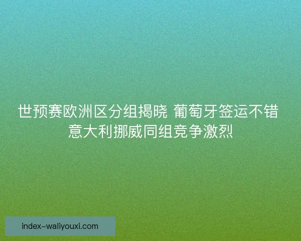 世预赛欧洲区分组揭晓 葡萄牙签运不错 意大利挪威同组竞争激烈